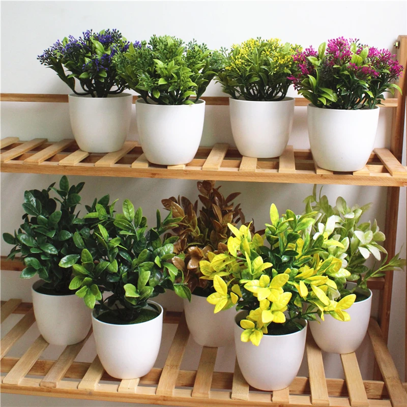 

1 Pc Mini Artificial Simulated Succulent Plants Milan Grass Bonsai Plastic White Flower Pot Home Garden Decoration