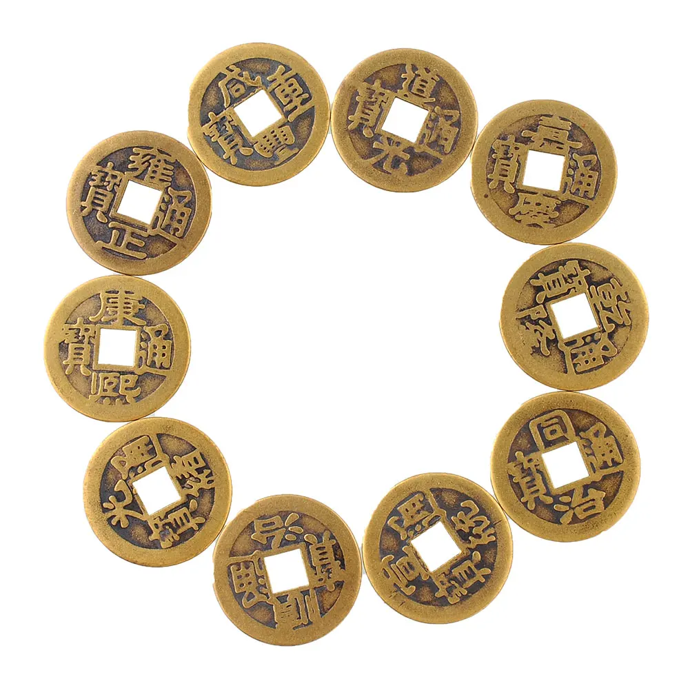 10x Feng Shui Lucky Chinese Fortune Dragon phoenix Coin Oriental Emperor Qing Money I Ching Set Hot Coins free coins set