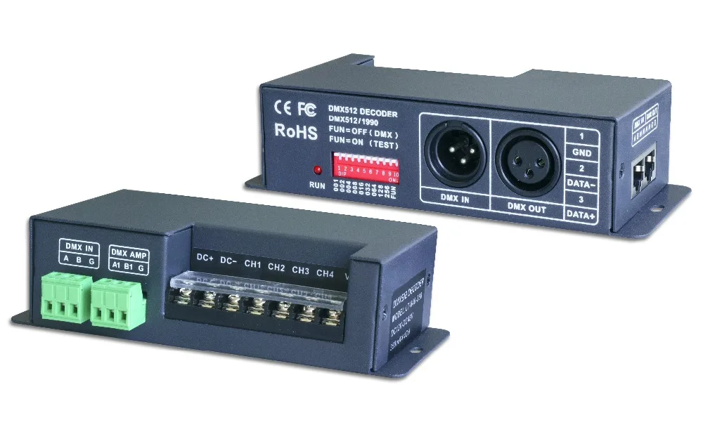 

LT-840-350 4CH DMX512 led constant current DMX-PWM Decoder;DC12V-DC48V input;350mA CC*4CH output