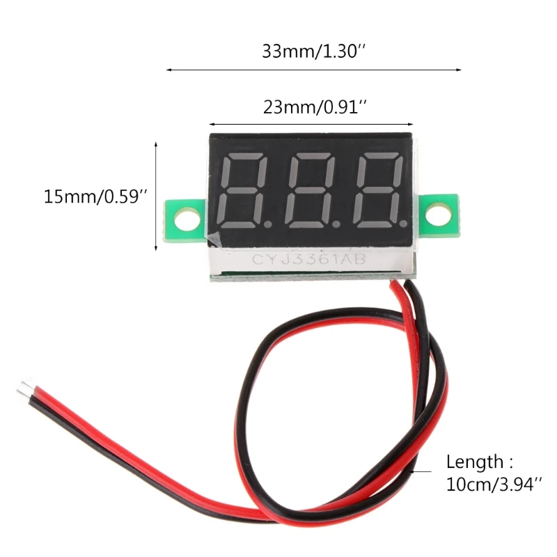 

Digital Voltmeter 0.36" 2-wires DC 2.50 to 32.0V LED Volt Meter Voltage Gauge