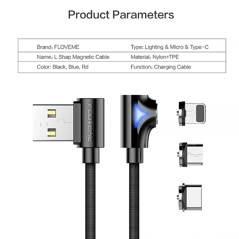 FLOVEME 90 градусов Магнитный кабель Micro usb Тип C быстрой зарядки Microusb магнит Зарядное