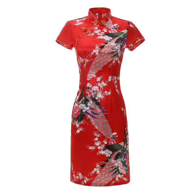 Sexy Slim Summer Ladies Short Cheongsam Large Size Chinese Style Dress Rayon Print Floral Stage Show Qipao 3XL 4XL 5XL 6XL chinese dress