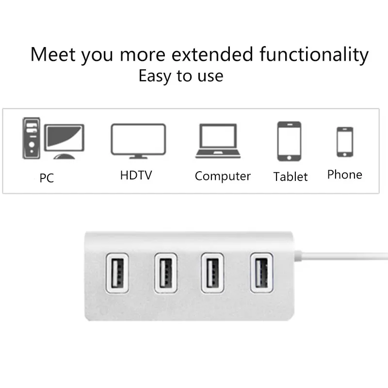 Robotsky 4 Порты и разъёмы USB HUB высокая Скорость USB2.0 сплиттер Кабель-адаптер USB OTG док-станции для настольных компьютеров и ноутбуков Macbook