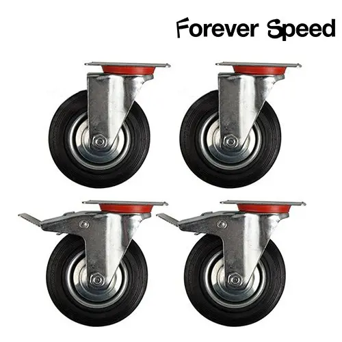 Heavy Duty Swivel Rubber Castor Caster Wheels 125mm Industrial Trolley Wheel NEW