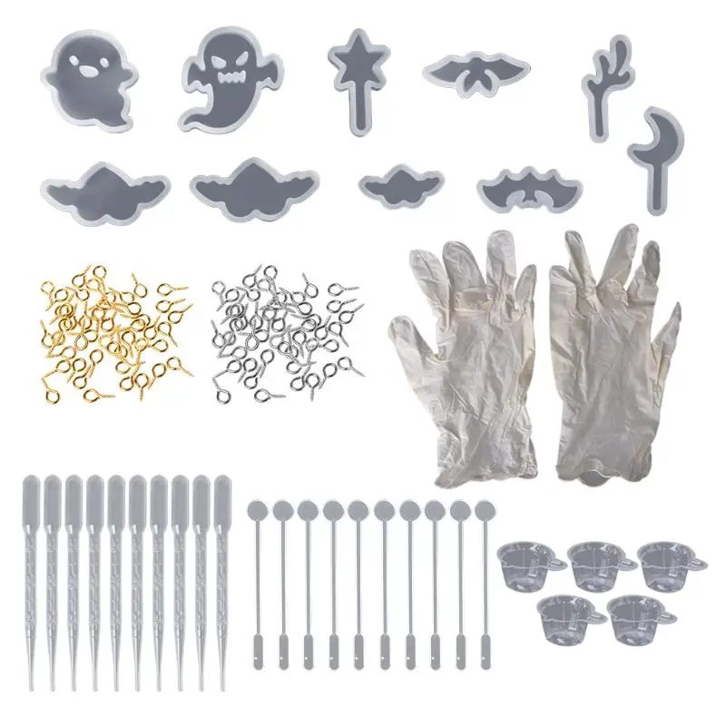 

1 Set Epoxy Resin Kit Silicone Mold Necklace Pendant DIY Jewelry Handmade Angel Devil Star Molds Casting Findings Dropper