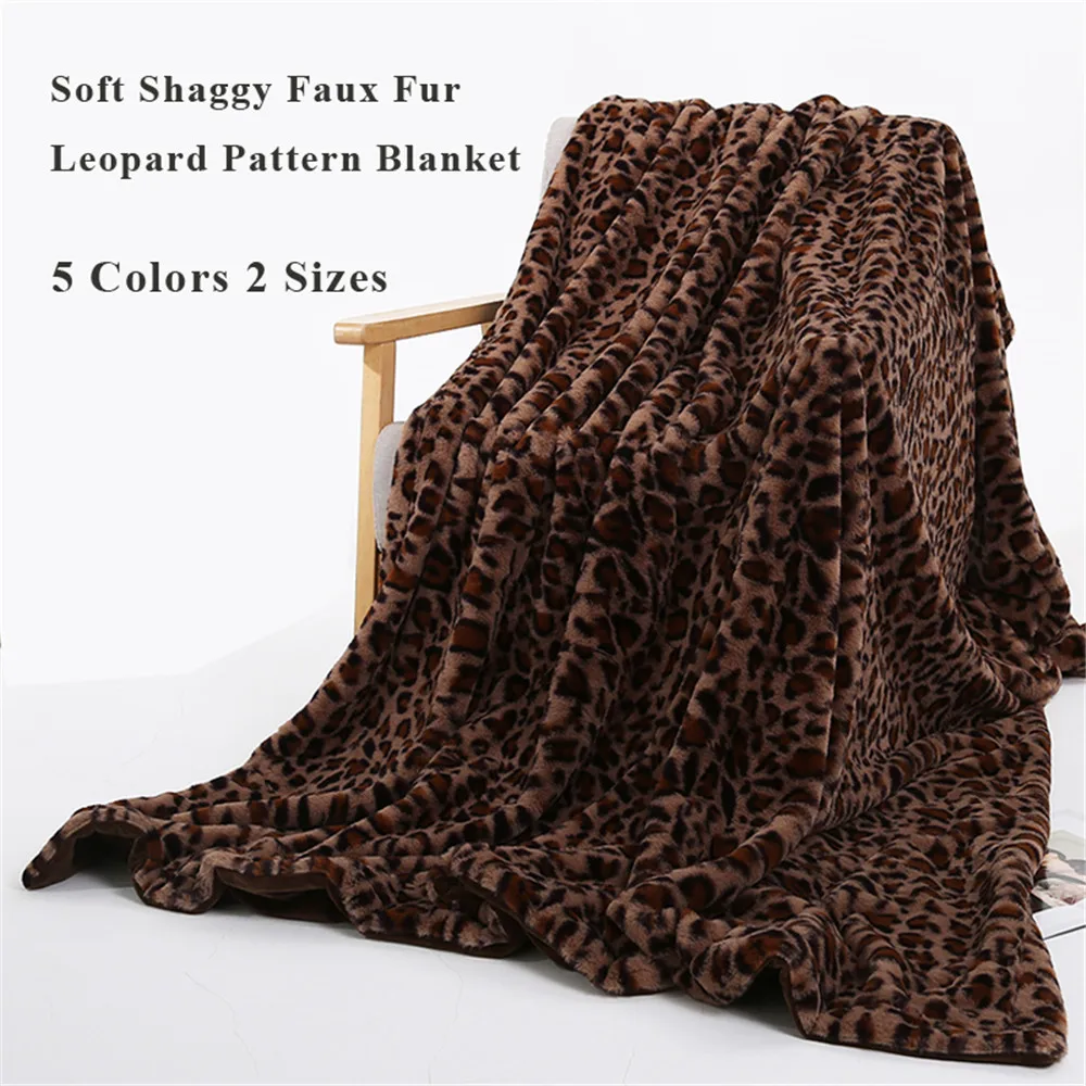

Enipate Super Soft Shaggy Faux Fur Leopard Pattern Blanket Ultra Plush Decorative Blanket Home Decoration 130*160cm/160*200cm