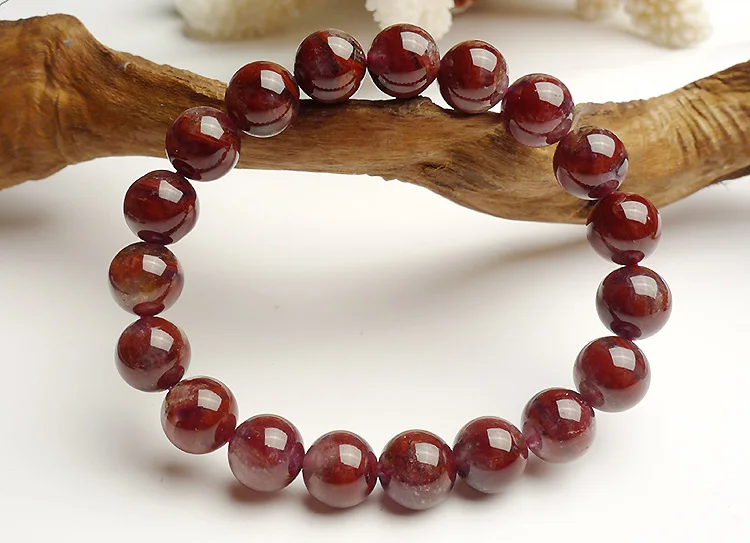 

10mm Natural Auralite 23 Canada Round Beads Bracelet Fashion Crystal Red Women Men Reiki Stone Rarest Bracelet Jewelry AAAAA