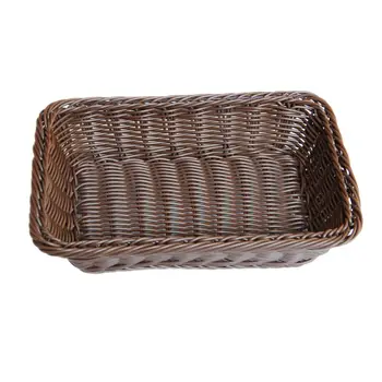 

Dark brown simple fashion hand-woven storage basket rattan food fruit basket imitation rattan bread basket