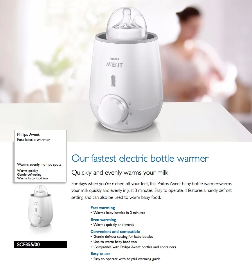 avent quick bottle warmer