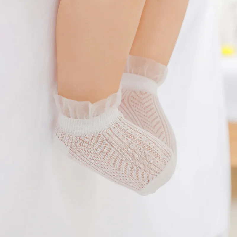 

2Pairs/lot Baby socks Baby Girls Eyelet Lace Flower Ankle Short Socks Newborn Infant Toddlers Cotton Little girl stuff 2019
