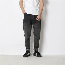 2016 Мужчин Slim Fit Длинные Брюки Шаровары Мужской Старинные Ретро сократить Отделочные Воды Мыть Джинсы Мужские Брюки Карандаш Мужчины Импорт Ткань
