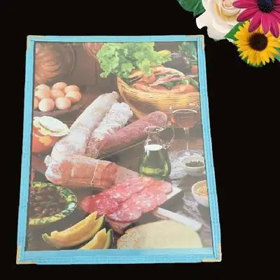 1 sheet 2 View PVC A4 Menu Covers Fits A4 Paper Protective corner restaurant book black/blue/silver/gold/orange PU leather edge - Цвет: blue edge