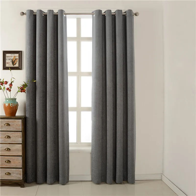 Dark Grey Window Curtains Panel Blackout curtains for Room Darking