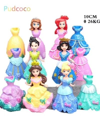 10cm 6Pcs Princess doll with 12Pcs Magic Clip Dress Kids Girl Favorite Toys Gift 