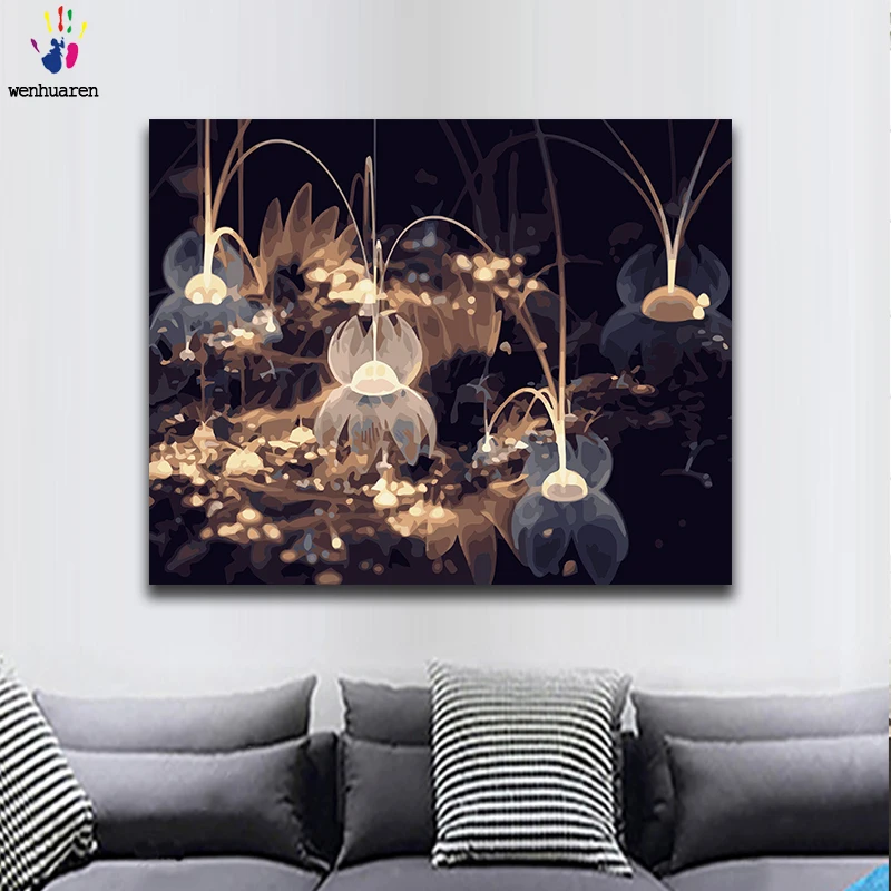 

Diy paint by numbers picture painting by numbers with kits Festive lantern Night Decorative hanging painting Amusing Artwork