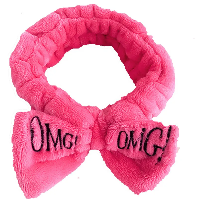 New Colorful OMG Letters Bow Coral Fleece Hairbands For Women Girls Headbands Bandanas Hair Bands Headwear Kids Hair Accessories