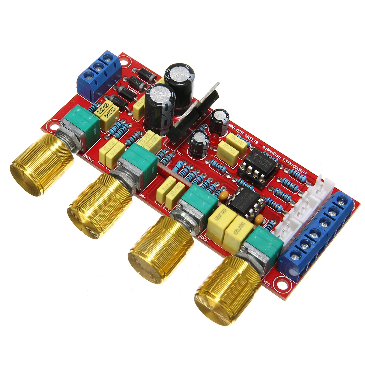 

NE5532 Stereo Preamp Amplifier Tone Board Volume EQ Control Amplifiers Audio Amplificador Pre-amp Board