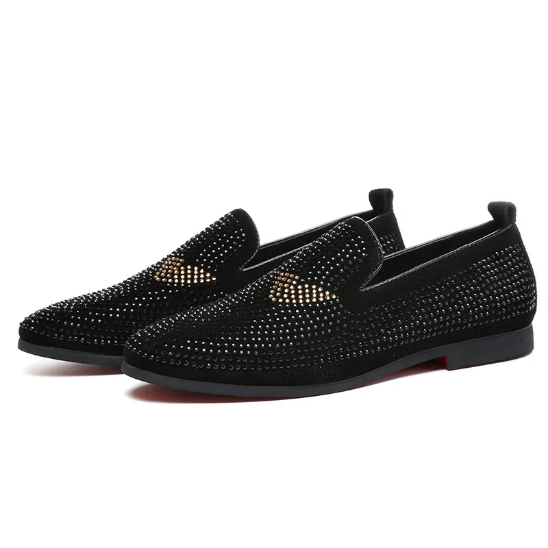 JNNGRIOR/Мужская обувь наивысшего качества с красной подошвой; модные мужские лоферы с шипами одуванчика; повседневные модельные туфли с заклепками; мужская обувь на плоской подошве; Цвет Черный; размеры 39-43