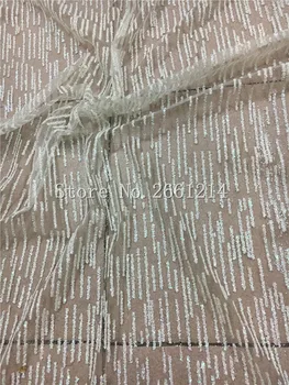 

Cream white Beautiful flowers shinning glitter net Lace Fabric Glued Glitter tulle fabric for sexy dress BZL-4.2119