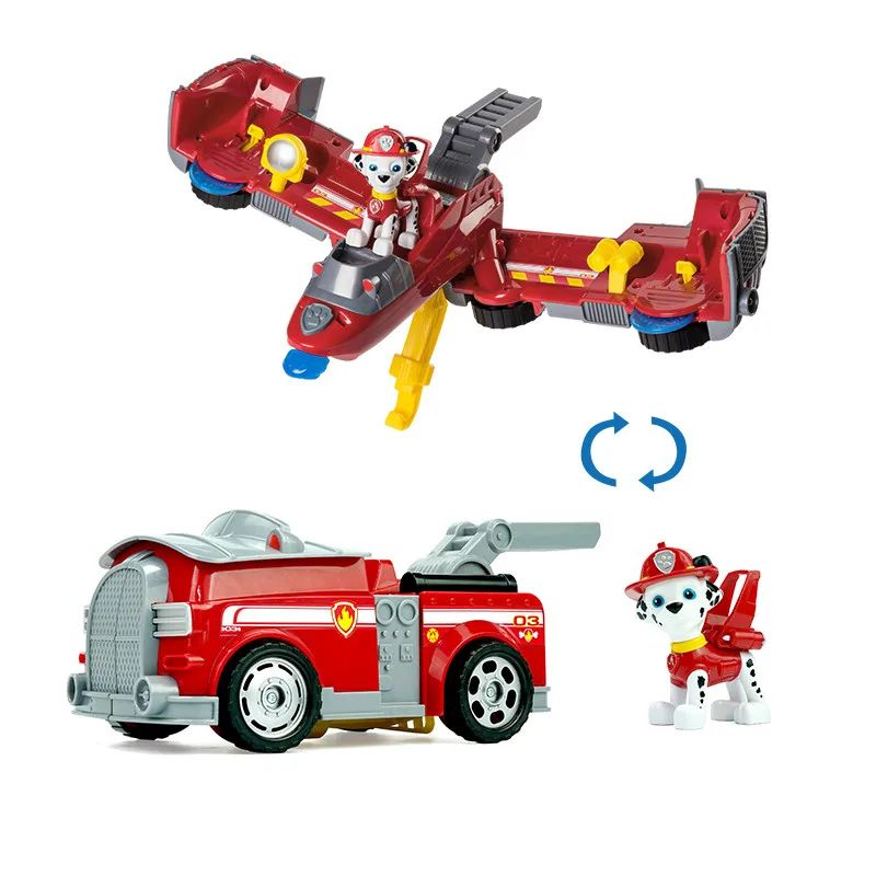 

Paw patrol car deformation 2 in 1 flip deformation aircraft toy vehicle land aerial model switching toy PVC action figure model
