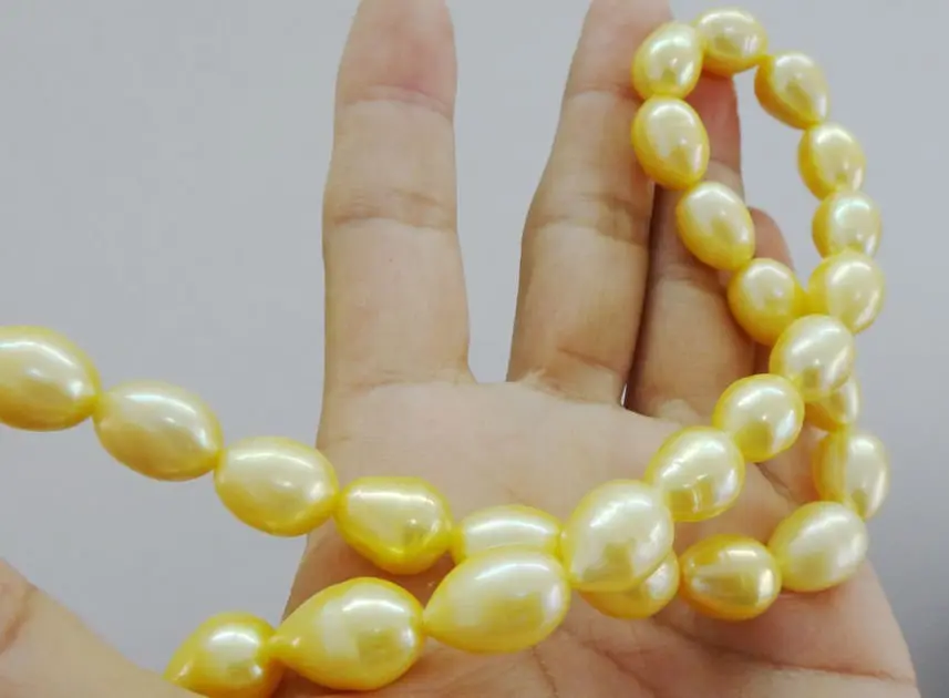 

Wholesale FREE SHIPPING >>> HUGE 18"11-14MM NATURAL AUSTRALIAN SOUTH SEA GENUINE GOLD PEARL NECKLACE 14KGP