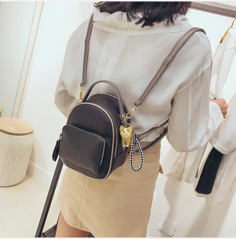 NIGEDU Kpop Women backpack Puppy pendant female shoulder bag small PU leather backpacks for girls teenagers wallets Daypack  (9)