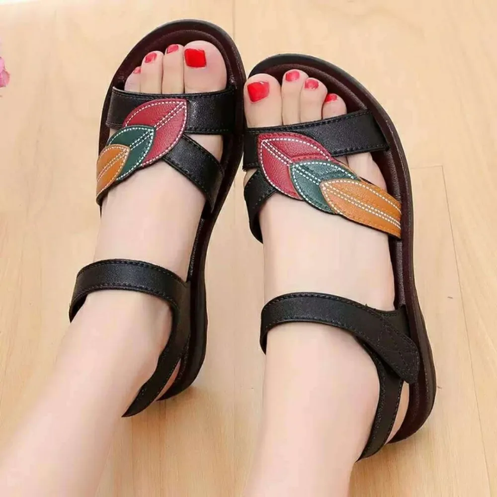 

Fashion Sandals Women 2019 Leather Flats Ladies Summer Shoes Sandalen Dames Casual Shoes Sandals Comfortable Zapatillas Mujer