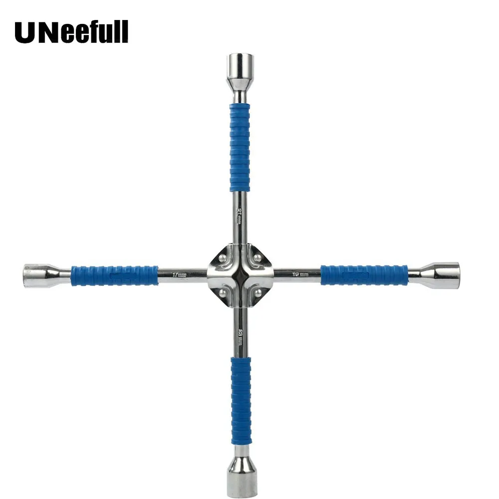 UNeefull 4 Way Cross Wrench Universal Anti Slip Lug Wrench Socket Tyre