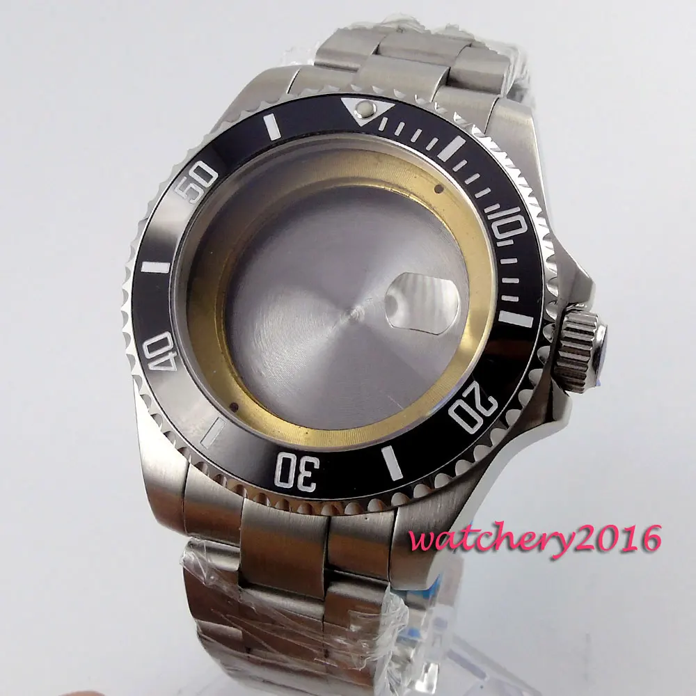 43mm sapphire glass black ceramic bezel Watch Case fit ETA 2824 2836 MOVEMENT 43mm sapphire glass black ceramic bezel Watch Case fit ETA 2824 2836 MOVEMENT