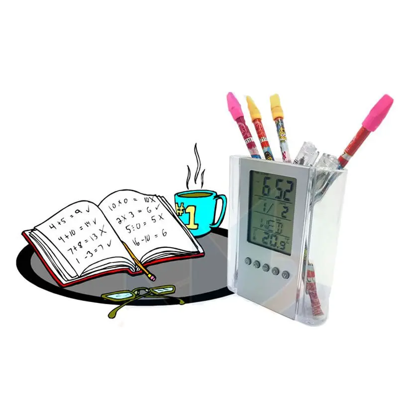 Новый многофункциональный стол календарь/пенал lcd термометр и календарь дисплей офис и школа настольная ручка держатели