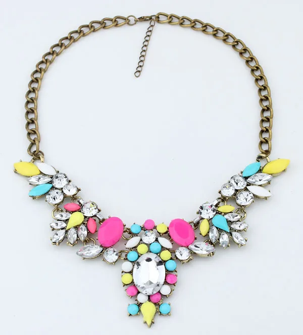 6 Colors Fashion Women's Sparkling Crystal Choker Necklaces Korean Classic All-match Elegant Statement Necklaces Bronze Chain 6 Colors Fashion Women's Sparkling Crystal Choker Necklaces Korean Classic All-match Elegant Statement Necklaces Bronze Chain