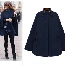 Британский бренд, пончо,, Осень-зима, коричневый, темно-синий, кашемировый, с капюшоном, пальто, женская накидка, Casacos Femininos manteau femme