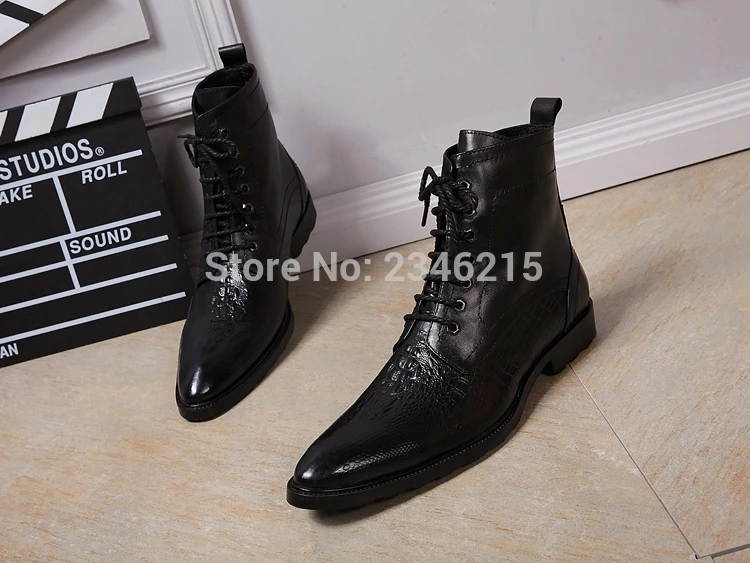 

Italian Western Black Snake Skin Leather Lace Up Military Boots Cowboy Boots Dress Wedding Work Shoes Men Botas Militares