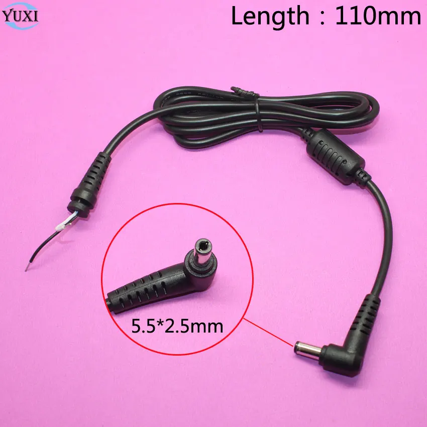 YuXi 40pcs/lot L-shaped 5.5x2.5mm DC Power Male Tip Plug Connector With Cable 5.5x2.5mm For Toshiba Asus Lenovo Laptop Adapter