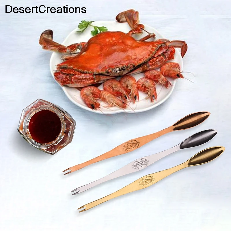 1PC Stainless Steel Crab Forks Seafood Picks Lobster Forks 3 colors for