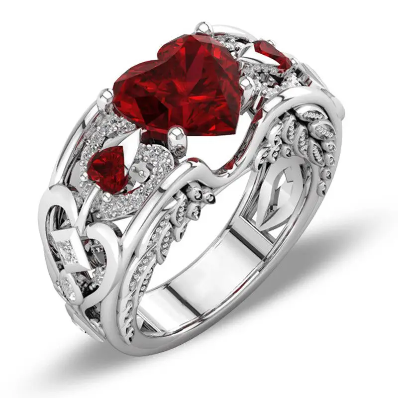 

princess fashion Wedding silver ring White gold color WOMEN stone crystal Lady Ring jewelry engagement Elegant Deluxe