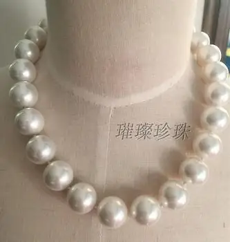 

huge 13-16mm south sea round white pearl necklace 18inch 925s
