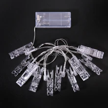 1 2M 10 LED Card Pictures Photos Clips Pegs Bright String Light Lamp Indoor Home Party