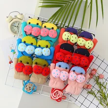 Популярные зимние теплые перчатки с милым мультипликационным принтом, теплые зимние перчатки для маленьких девочек и мальчиков