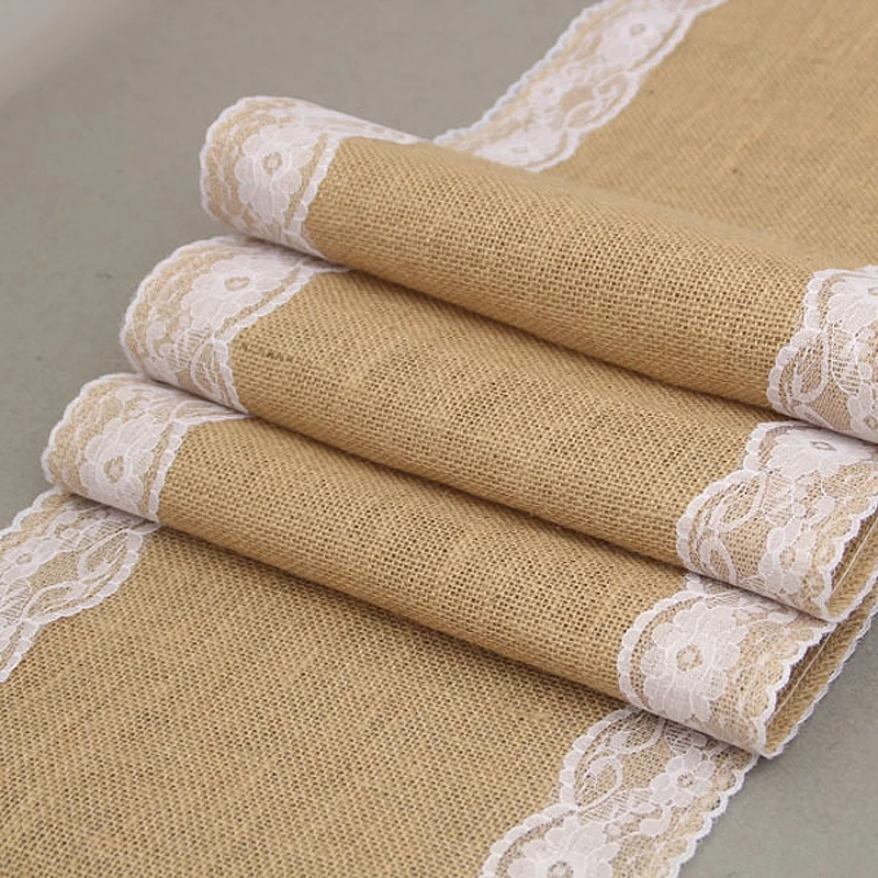 

Vintage Natural Burlap Jute Linen Table Runner Christmas Wedding Champagne Table Runners Dining Room Restaurant Table Gadget