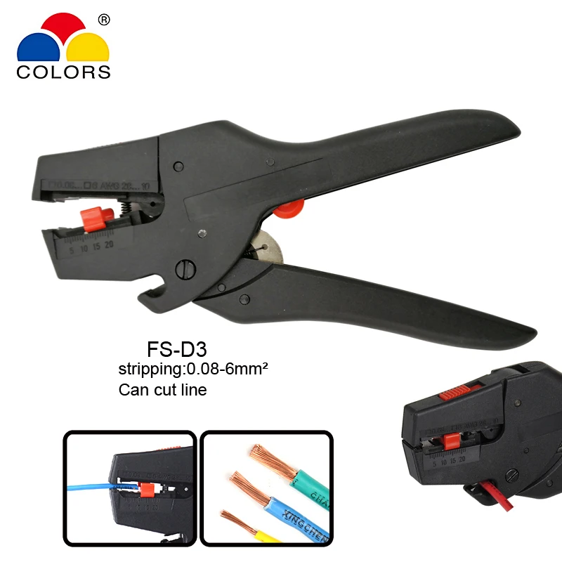 

COLORS FS-D3 automatic wire strippers multi-function pliers cutter wire pressure setting spring capacity 0.08-2.5mm2 tool