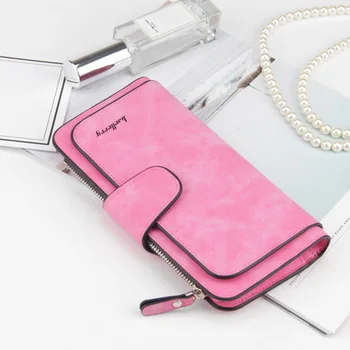 

Hot Selling Women Scrub PU Leather Lady Purses 3 Folded Zipper Buckle Long Female Wallet -B5