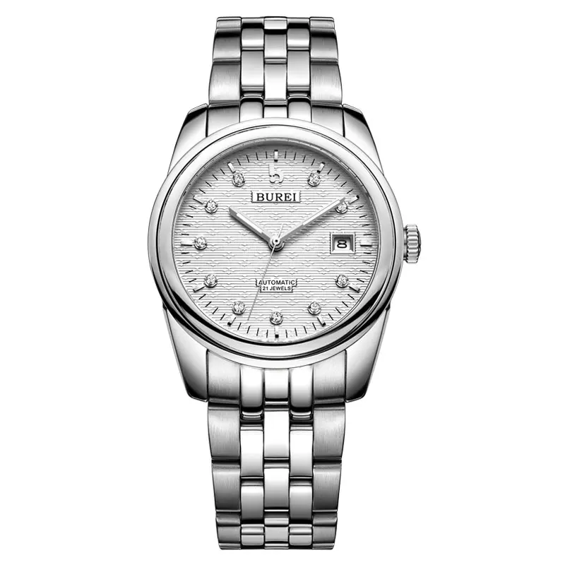 

BUREI 5010 Switzerland watches men luxury brand oyster perpetual datejust diamond automatic self-wind white stainless steel