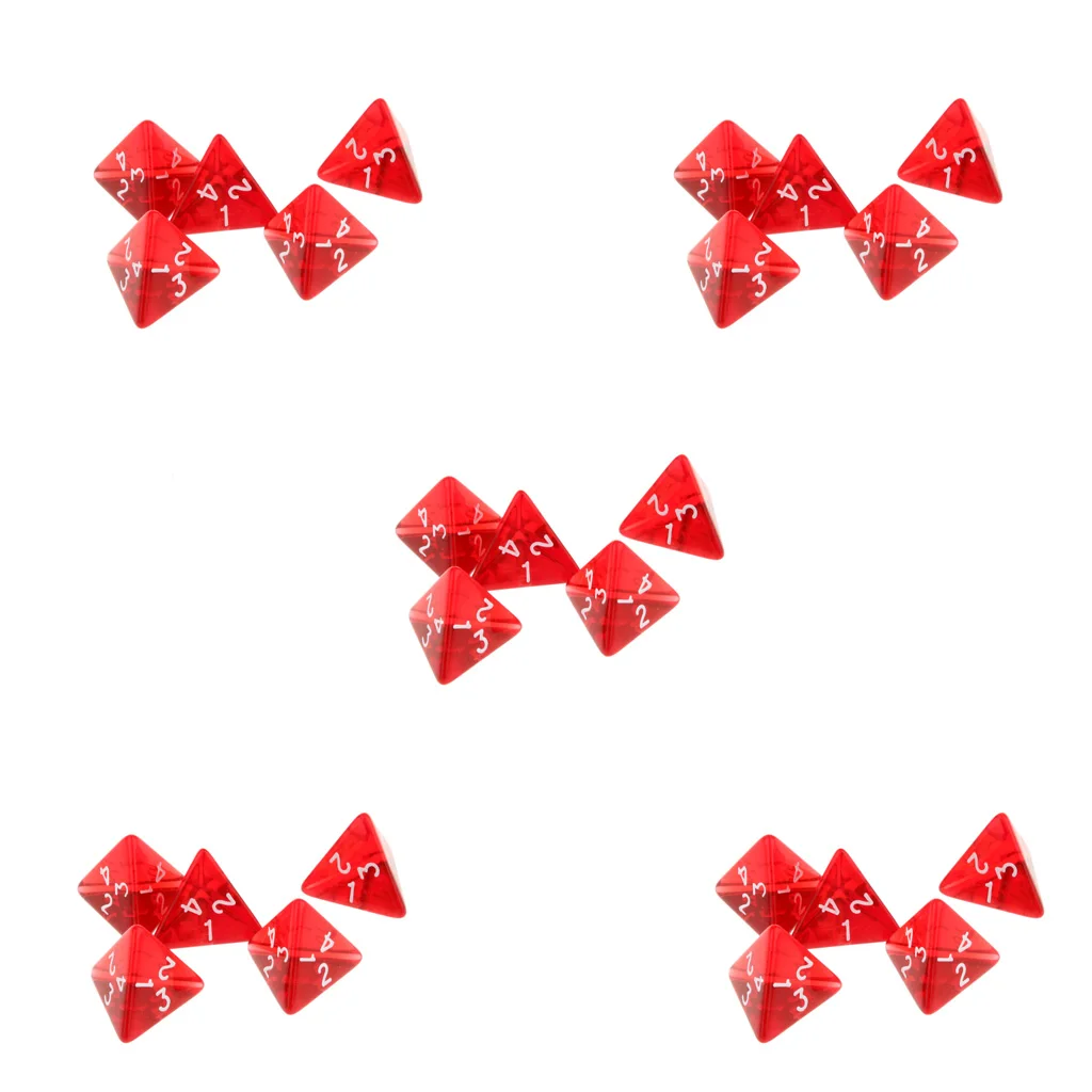 4 Sided Pack of 25 Plastic Polyhedral Dice Gem Numeral Dices Table Board Game Accessories for Dungeons & Dragons TRPG Game