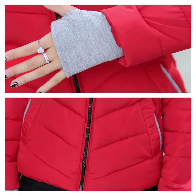 Женская Осенняя зимняя куртка, теплые парки Плюс, новинка, Женская утолщенная короткая верхняя одежда со стоячим воротником, с хлопковой подкладкой, женские облегающие пальто