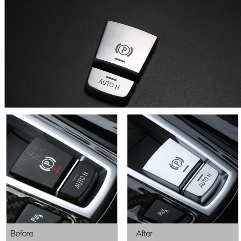 

For BMW 5 Series F01 F07 F10 F11 X3 F25 F26 X4 F15 X5 F16 X6 ABS Chrome Styling Parking Brake Switch P Button Cover Sticker