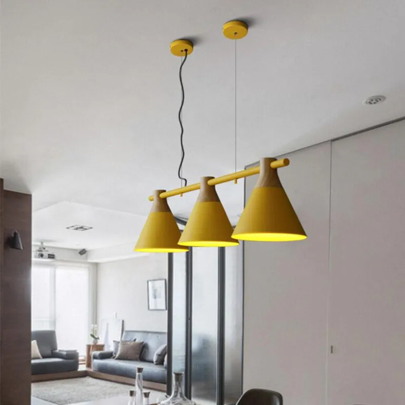 

3 Heads Nordic Simple Modern Bar Study Restaurant Macaroon LED Pendant Light Home Deco LED Hanging Lamp light fixtures