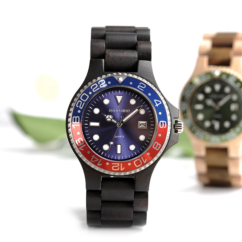 BOBO BIRD 2017 Luxury Brand Wooden Quartz Watches With Sparkling Calendar Display Mens Watch Top Brand Wristwatch relogio C-O25