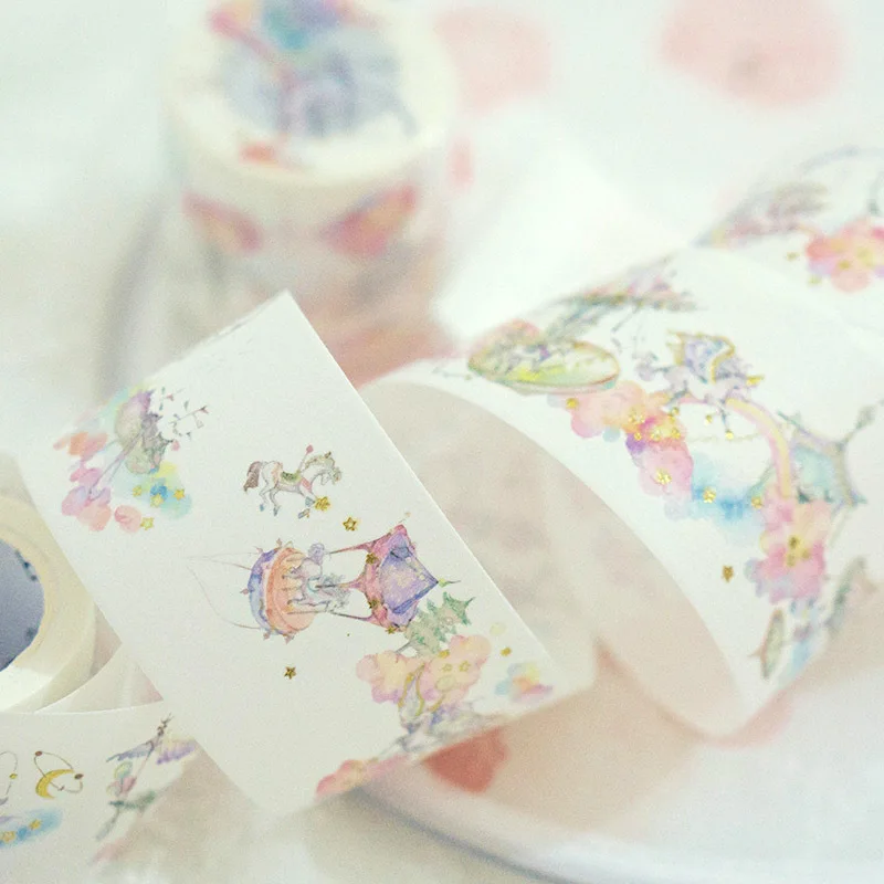 

4 cm Wide Unicorn Fairyland Special Ink Washi Tape Adhesive Tape DIY Scrapbooking Sticker Label Masking Tape