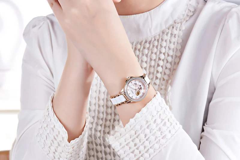 Керамические часы подарок на год/подарок для девушки/жены автоматические женские часы женские наручные часы с браслет из керамики